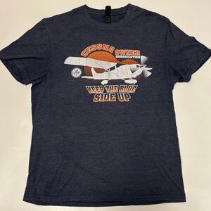 District Airplane 'Keep the Blue Side Up' Graphic Gray T-Shirt Cessna Owner M